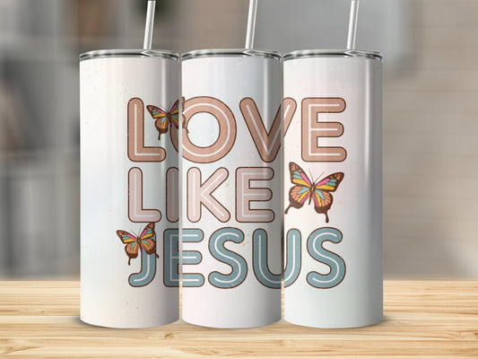 Love Like Jesus Flower Tumbler