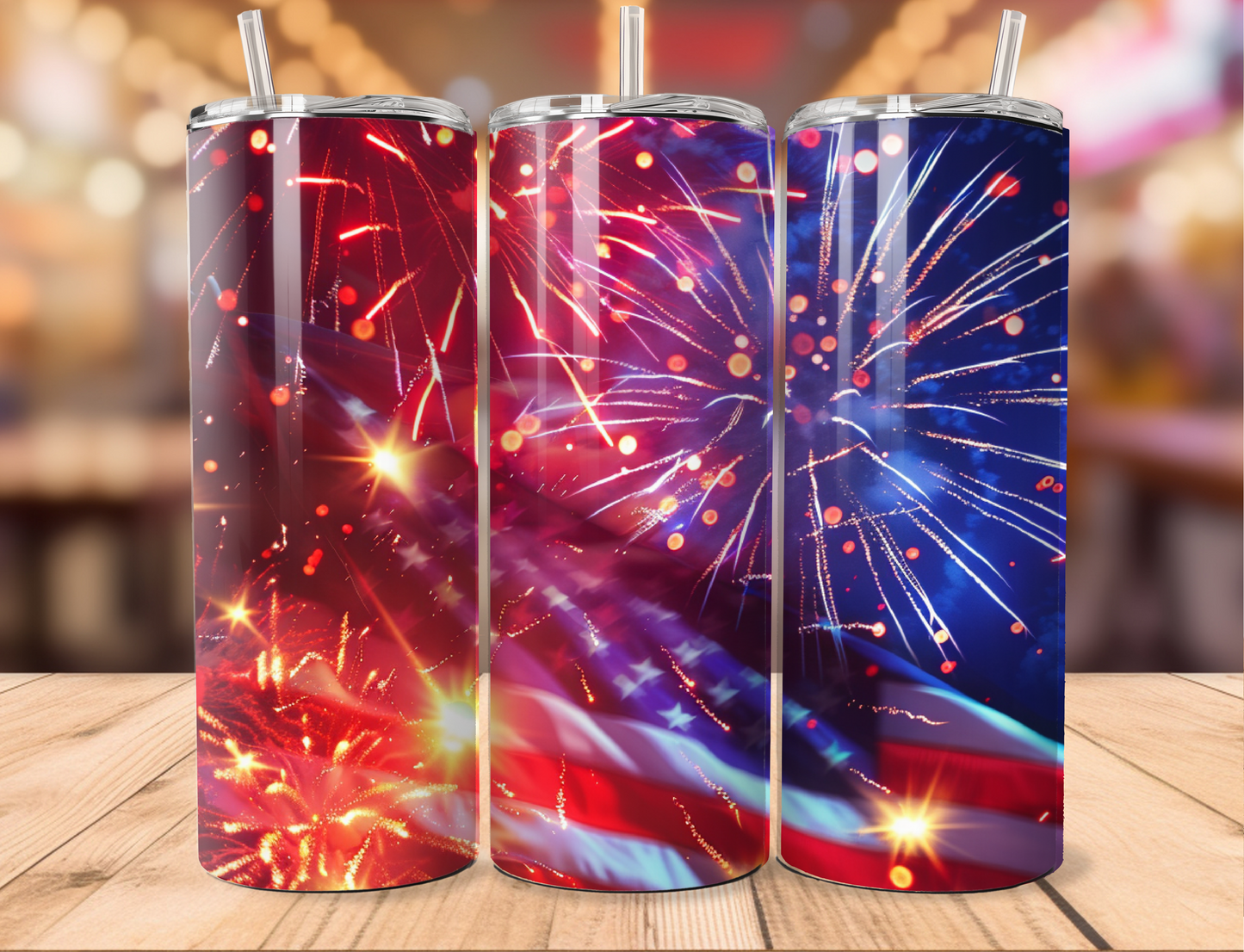 Fireworks w Flag Tumbler