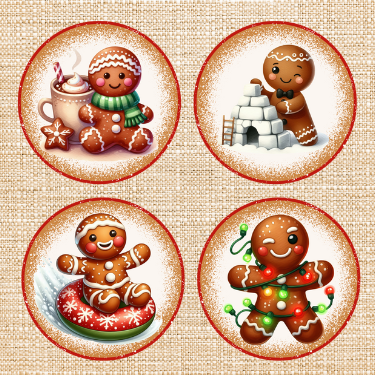 Gingerbread Christmas Ornament Set OR209 - Sublimation