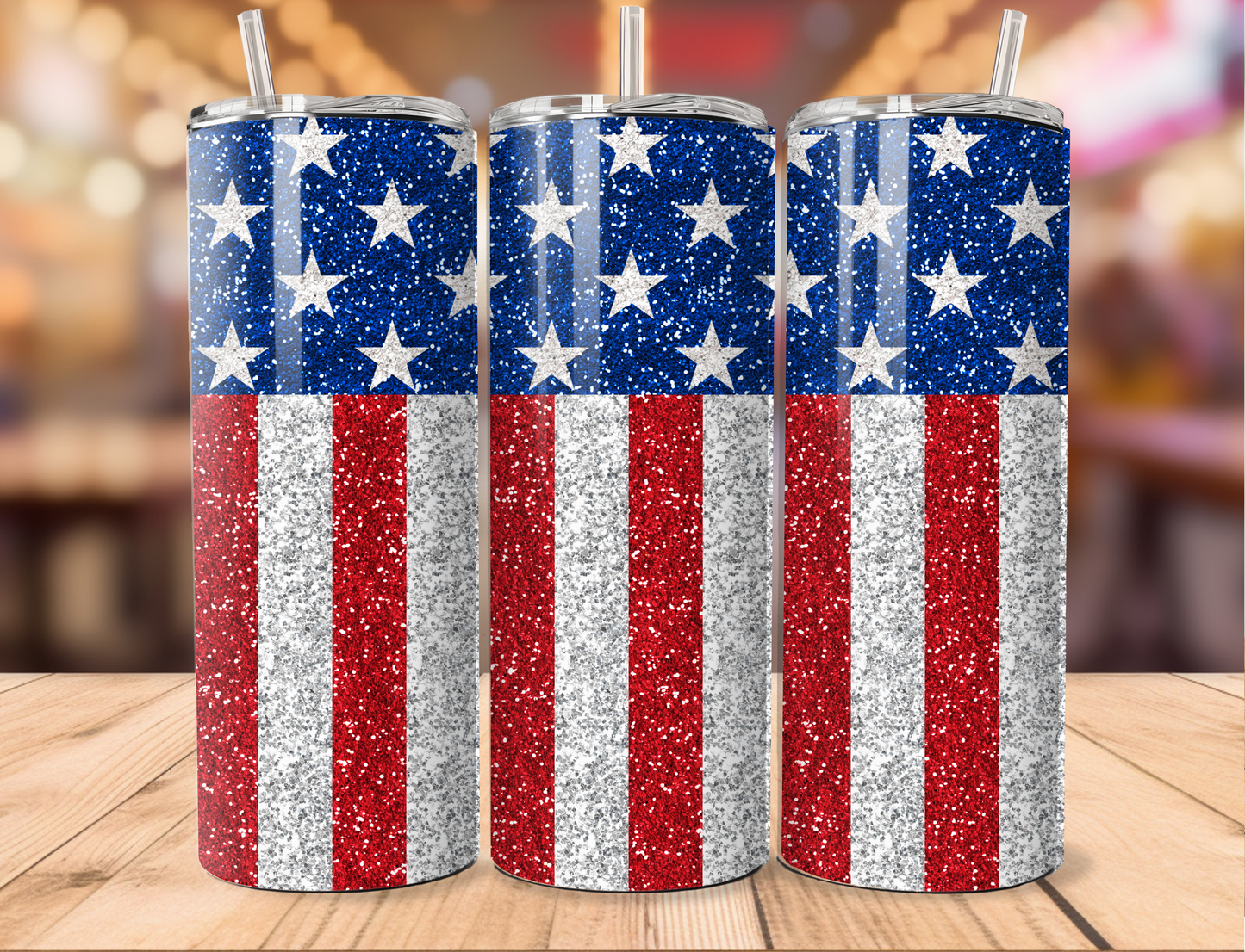 Glitter Vertical Flag Tumbler