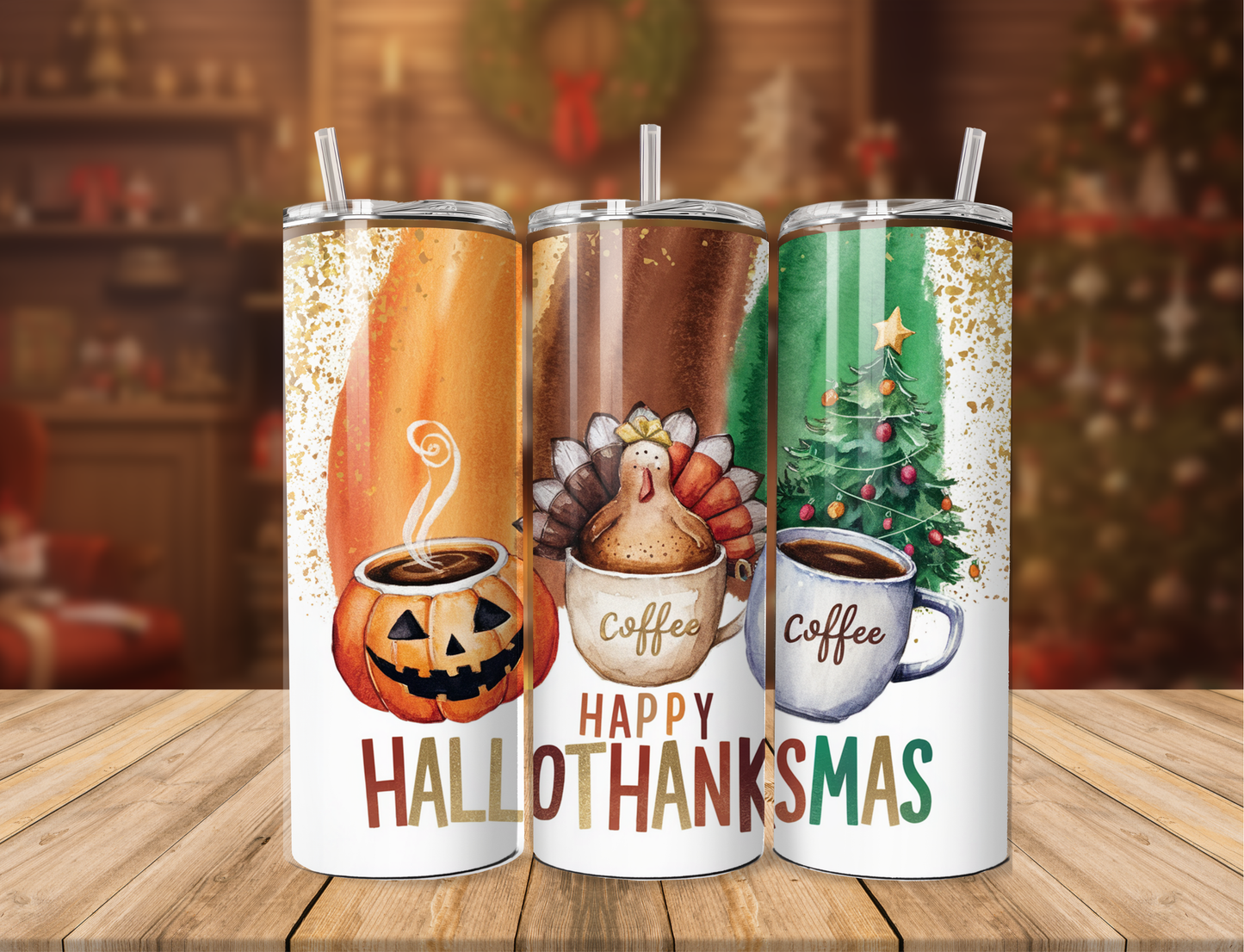 Happy HalloThanksMas Tumbler