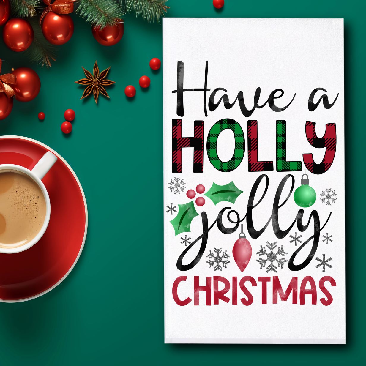 Holly Jolly Christmas Towel - Sublimation