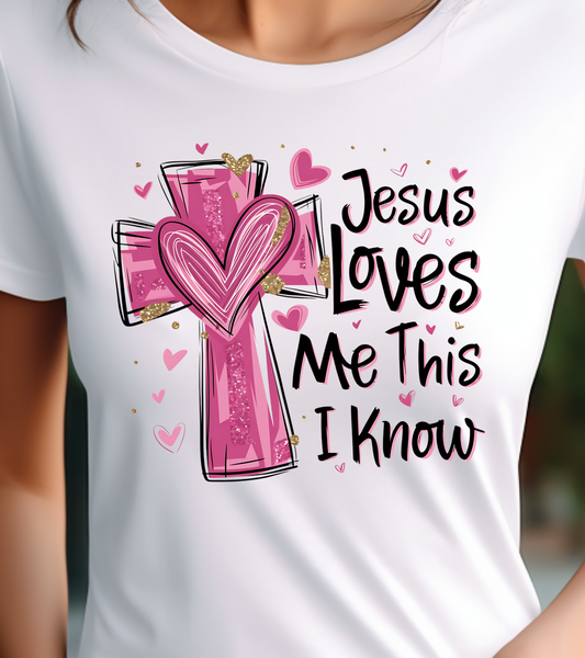 Jesus Loves Me Pink Shirt - Screenprinted