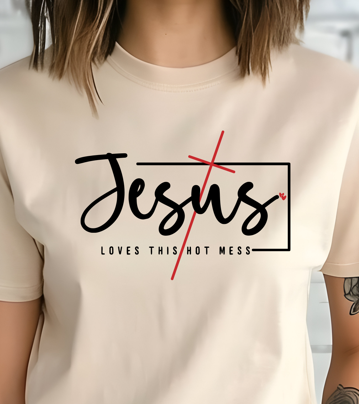 Jesus Loves This Hot Mess Shirt - Screenprinted