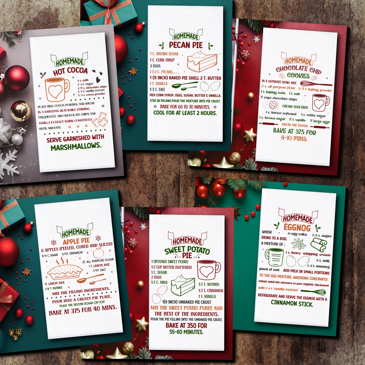 Large Christmas Recipe Towels/Towel Set - Sublimation