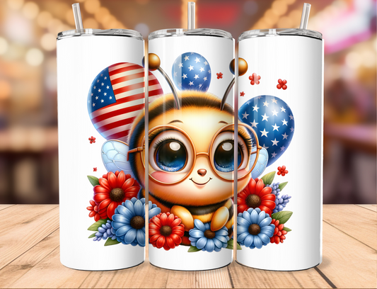 Patriotic Bee Closed Smile Tumbler