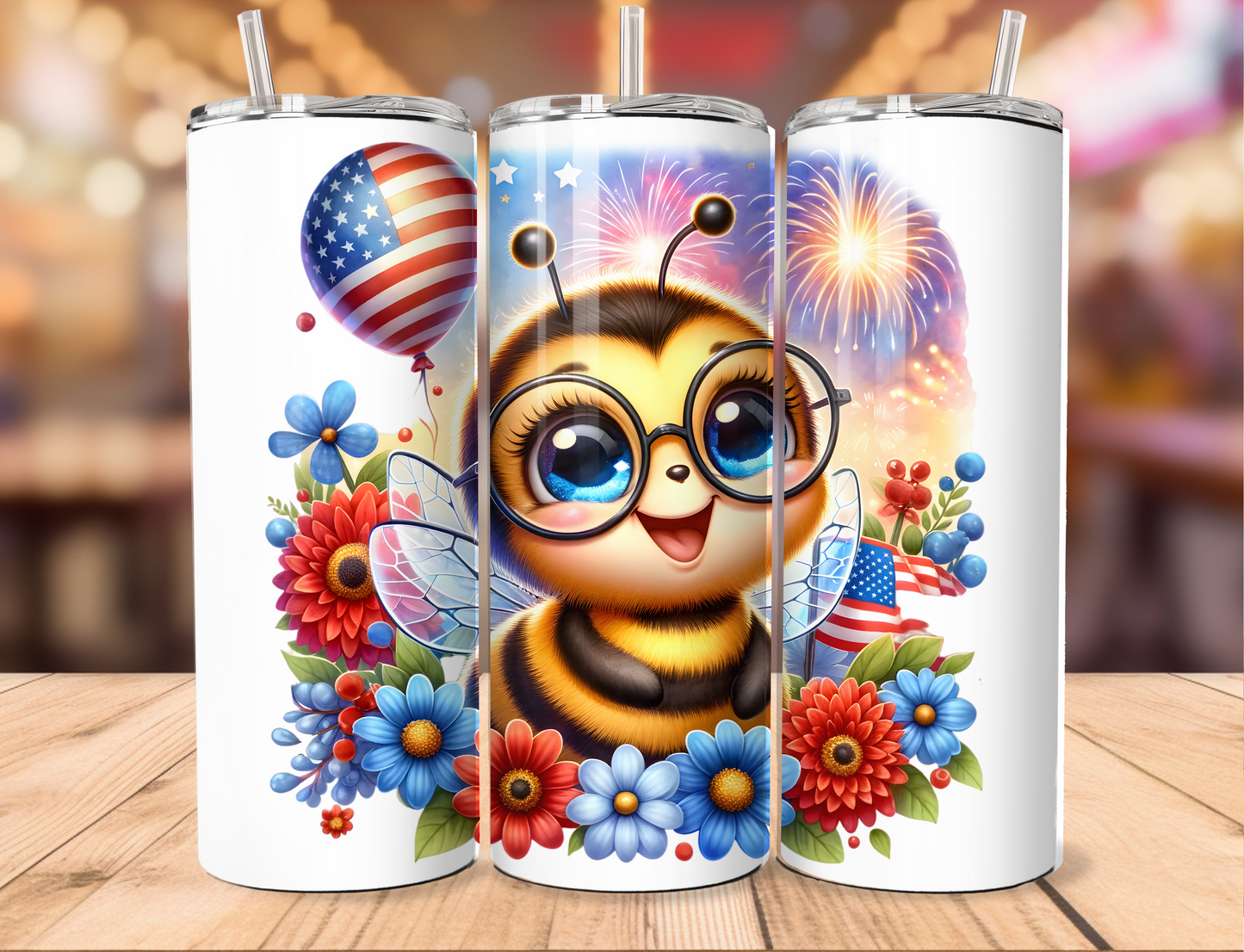 Patriotic Bee Open Smile Tumbler