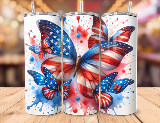 Patriotic Butterflies Tumbler