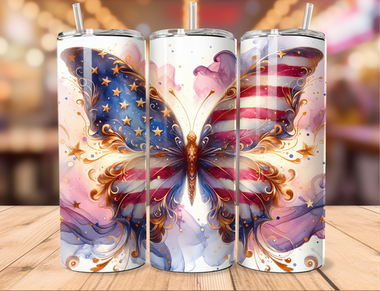 Patriotic Butterfly Tumbler