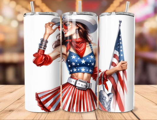 Patriotic Cowgirl Tumbler