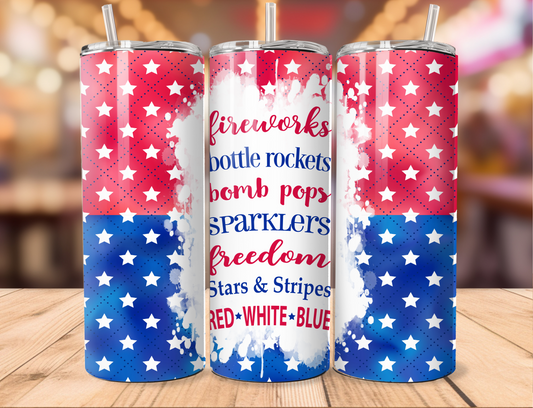 Patriotic Duo Color Fireworks Bottle Rockets Tumbler