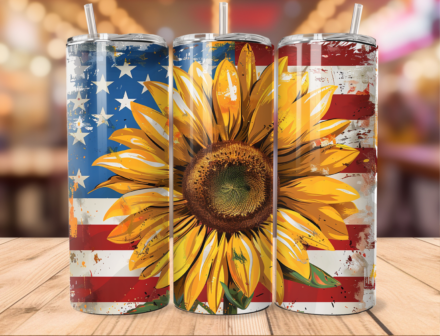 Patriotic Giant Sunflower Tumbler