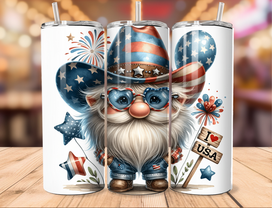 Patriotic Gnome w Balloons Tumbler