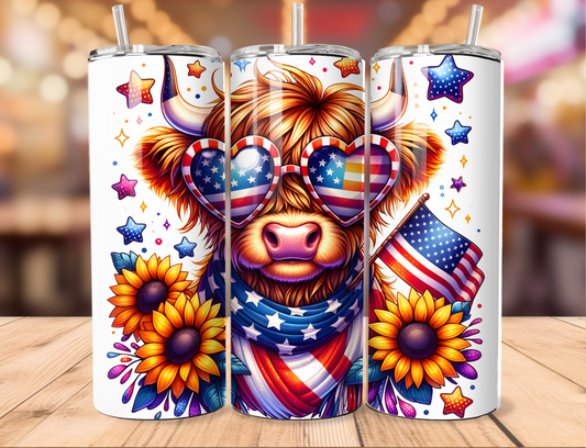 Patriotic Hyland Cow Bandana Tumbler