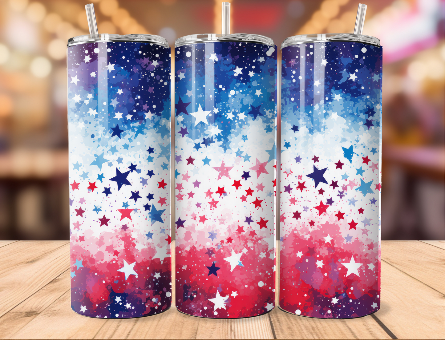 Patriotic Star Confetti Tumbler