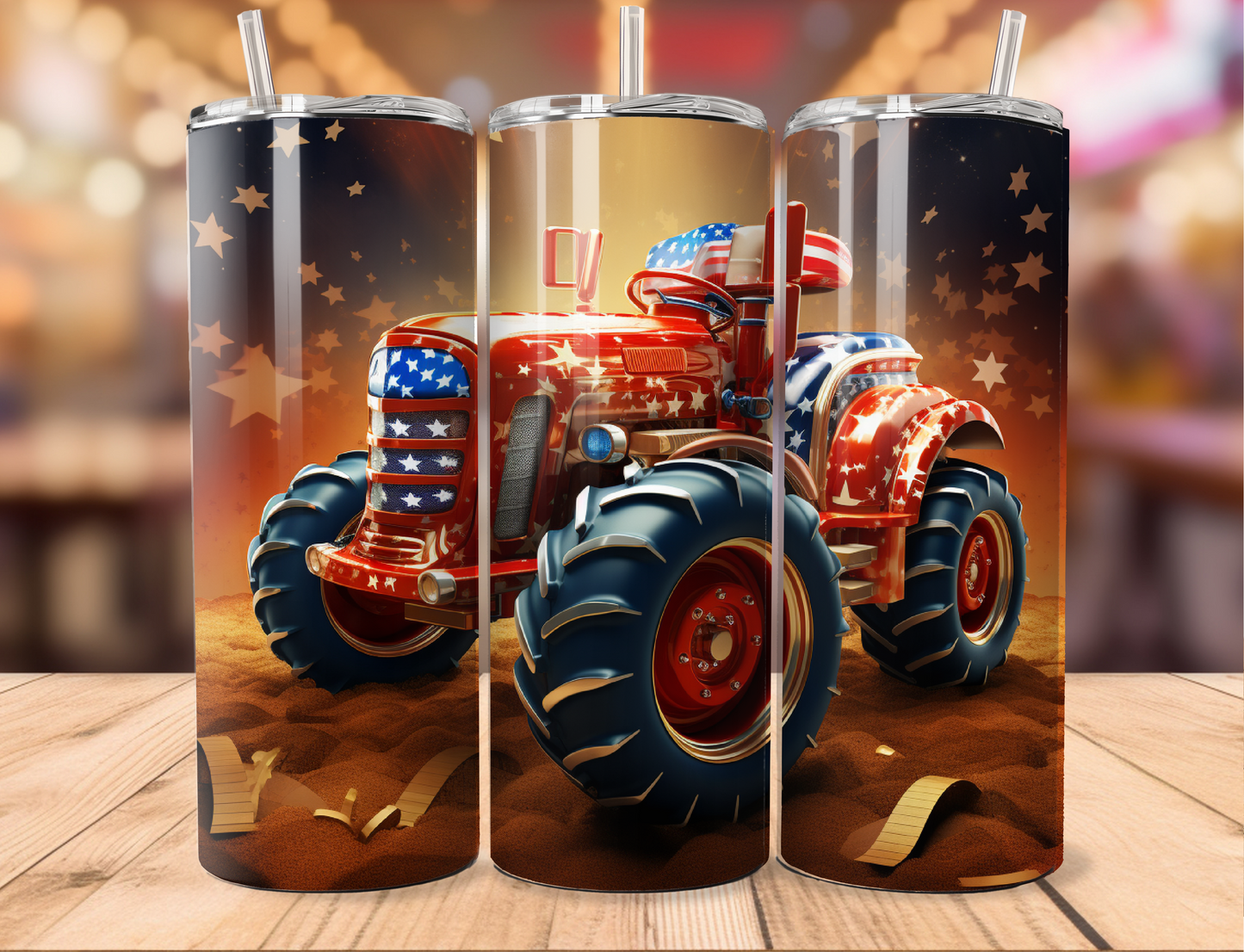 Patriotic Tractor w Stars Tumbler