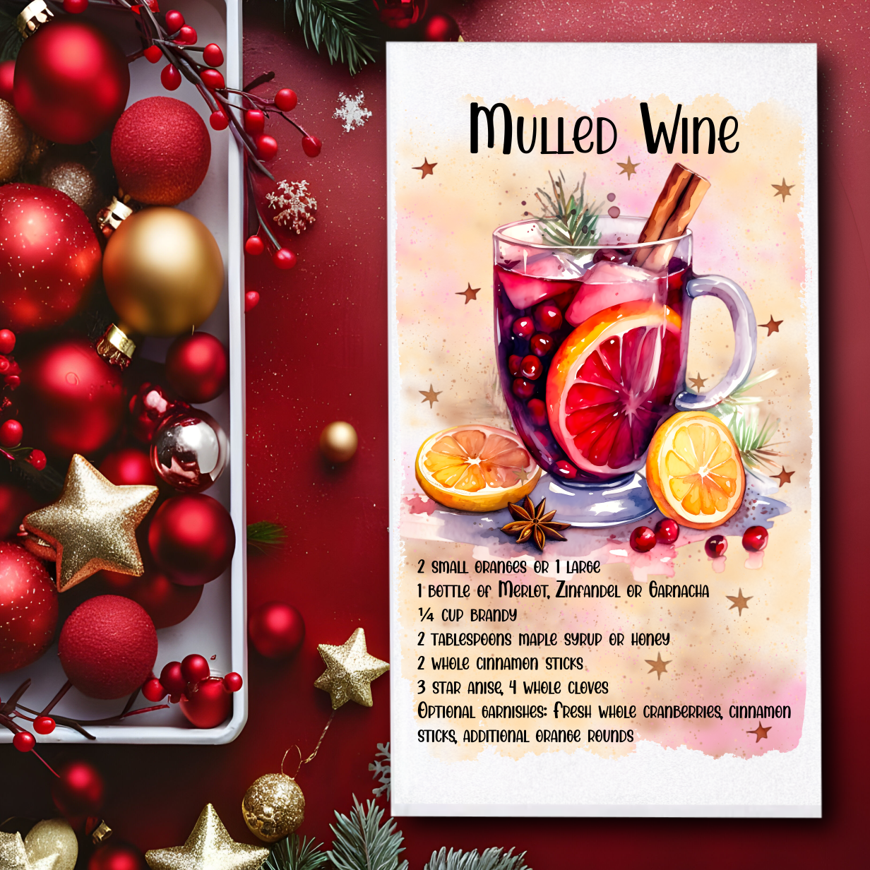 Large Drink Christmas Recipe Towels/Towel Set - Sublimation