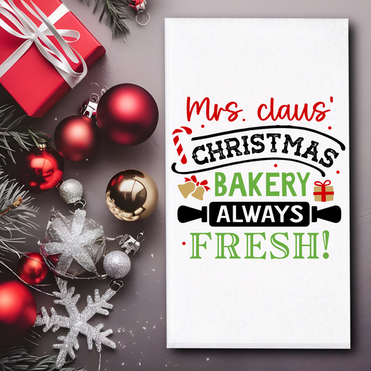 Mrs Claus Christmas Bakery Towel - Sublimation