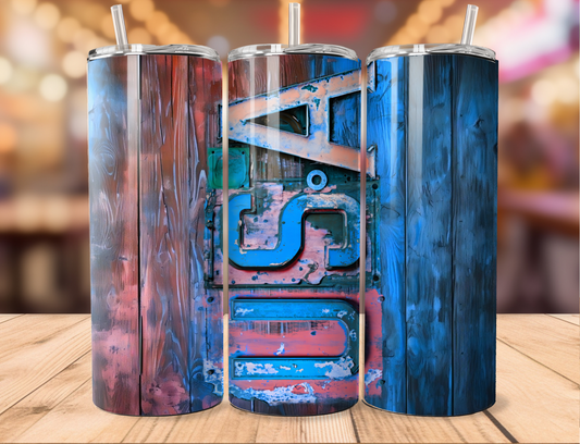 Stained Wood USA Blue Tumbler