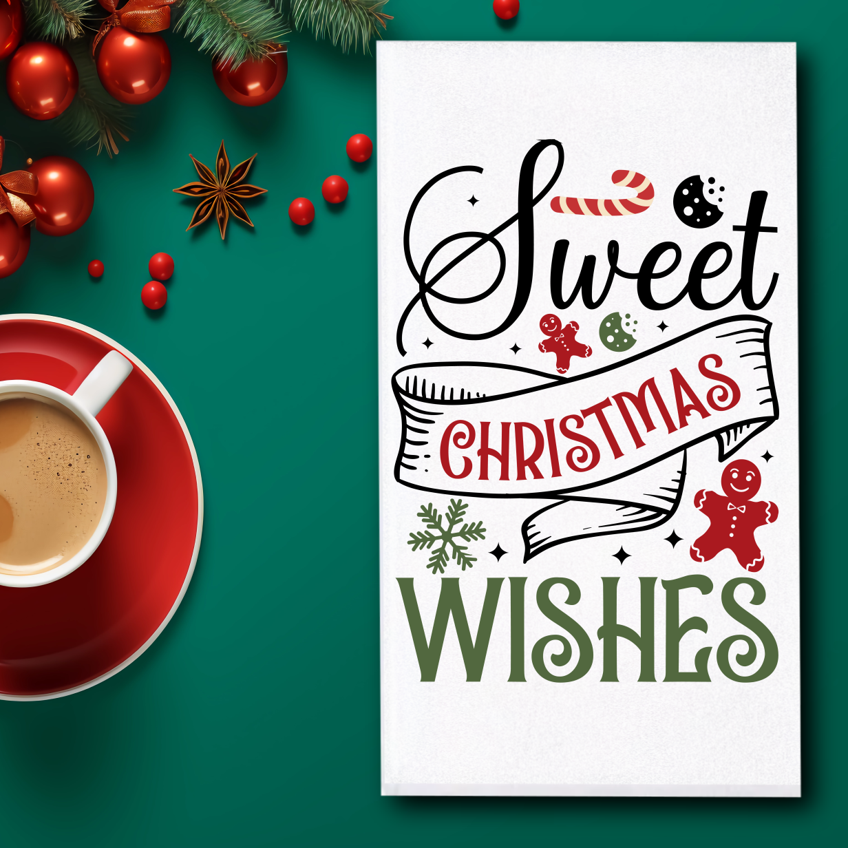 Sweet Christmas Wishes Towel - Sublimation