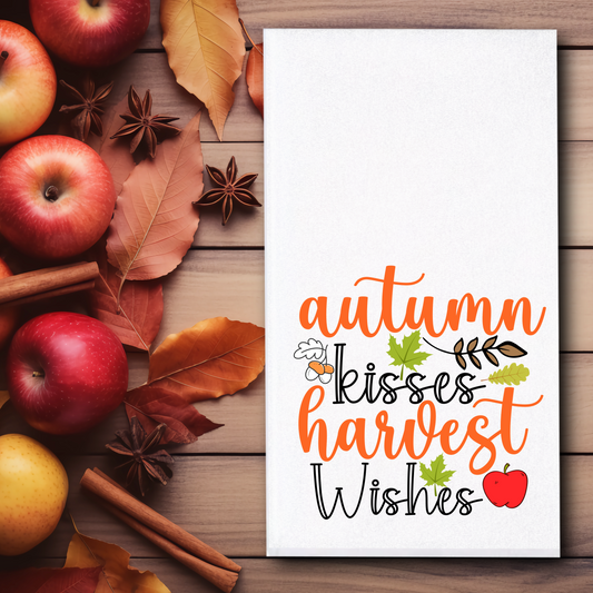 Autumn Kisses Harvest Wishes Towel - Sublimation