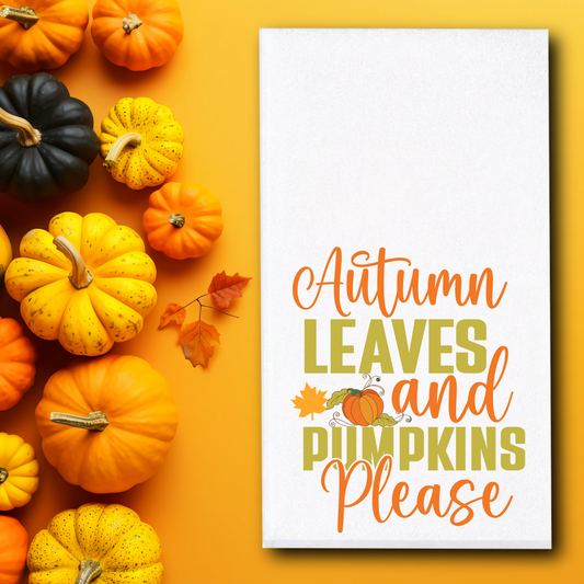 Autumn Leaves And Pumpkins Please Towel - Sublimation