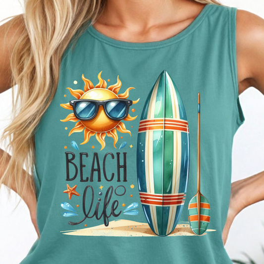 Beach Life Surfboard Shirt - Screenprinted SUM4
