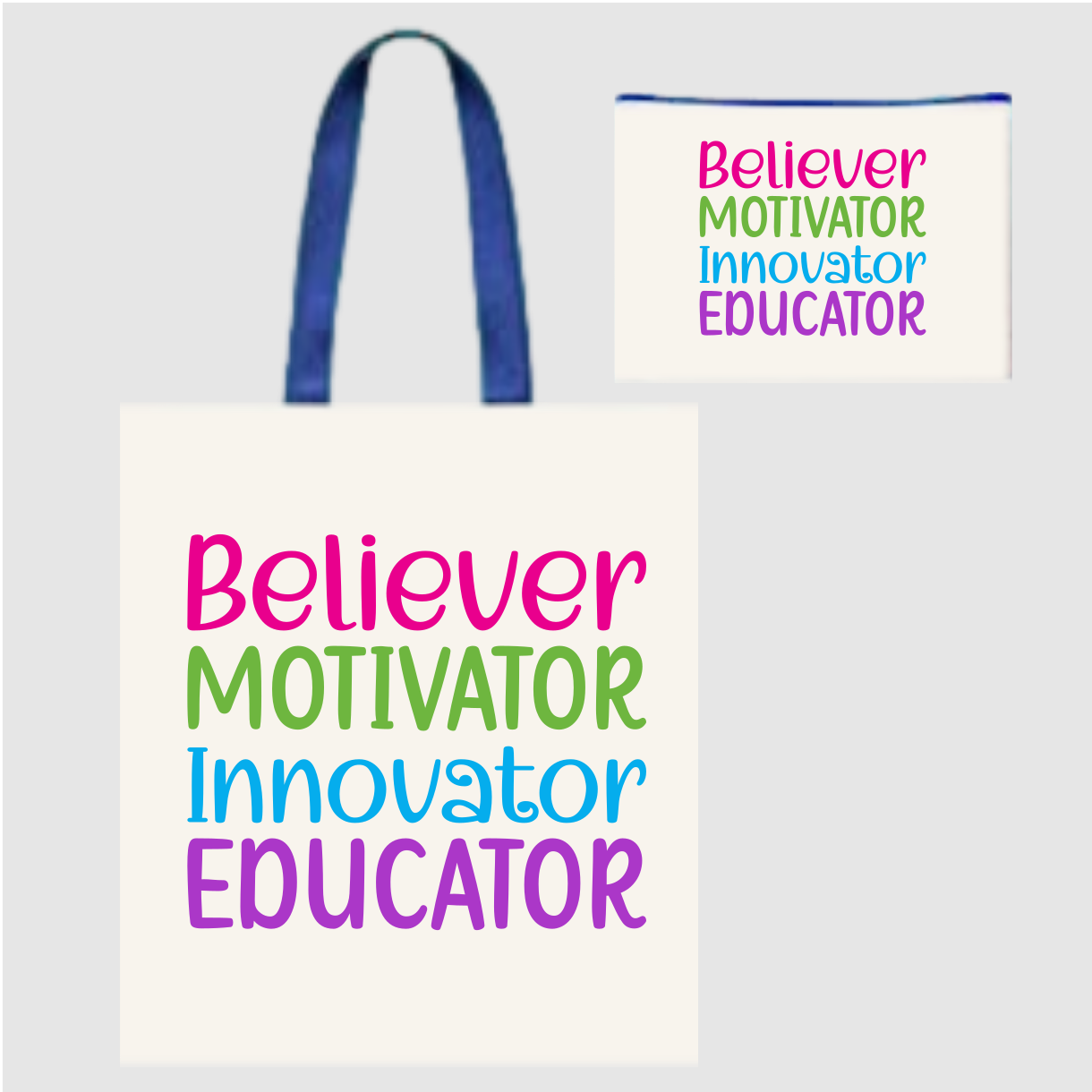 Sublimated Canvas Tote Bag with Matching Makeup Bag Duo