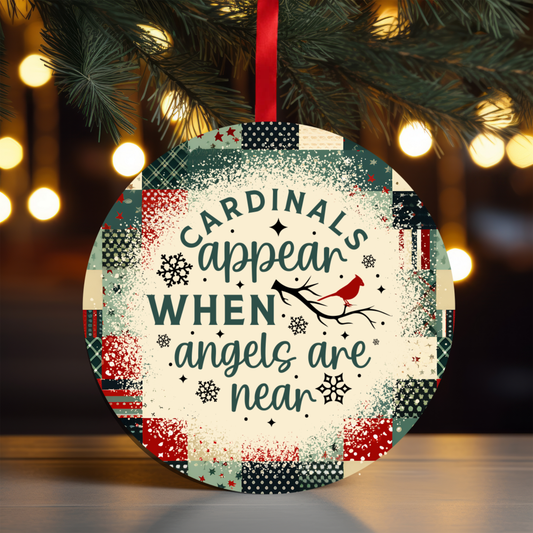 Cardinals Appear Patchwork Ornament OR24 - Sublimation