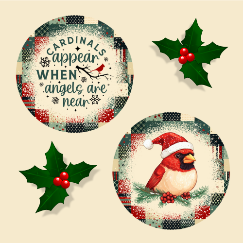 Cardinal Christmas Ornament Set OR202 - Sublimation