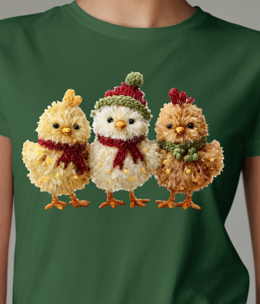 Christmas Fluffy Chicks Shirt - Screenprinted
