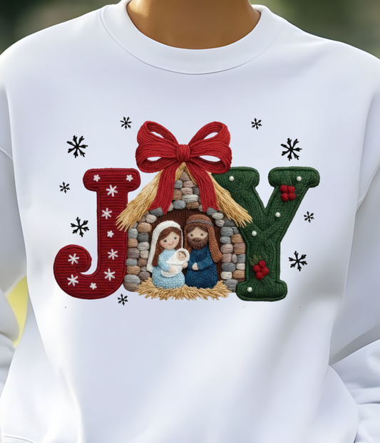 Christmas Joy Nativity Yarn Shirt - Screenprinted