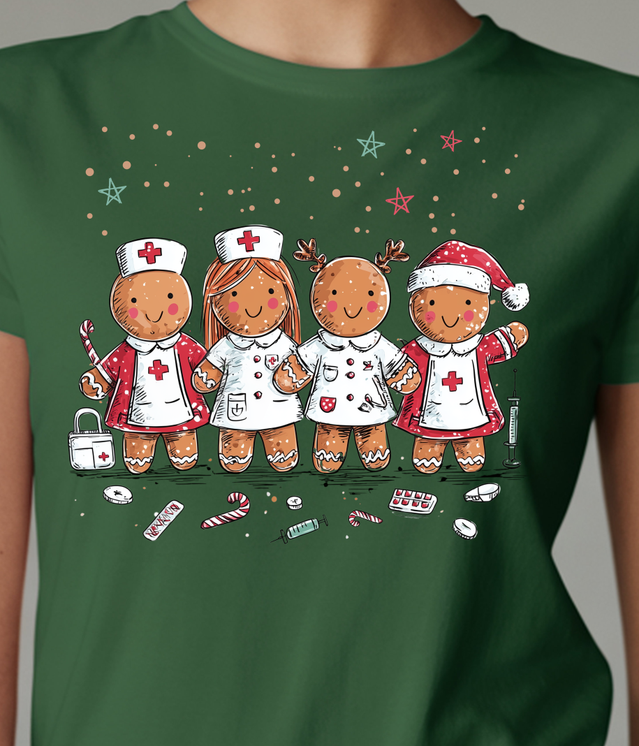 Christmas Nurse Ginger Girls Shirt - Screenprinted