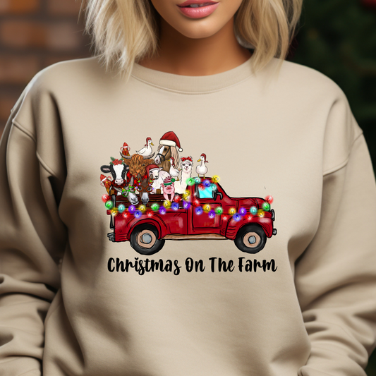 Christmas On The Farm Red Truck Shirt CH14 - Screenprinted