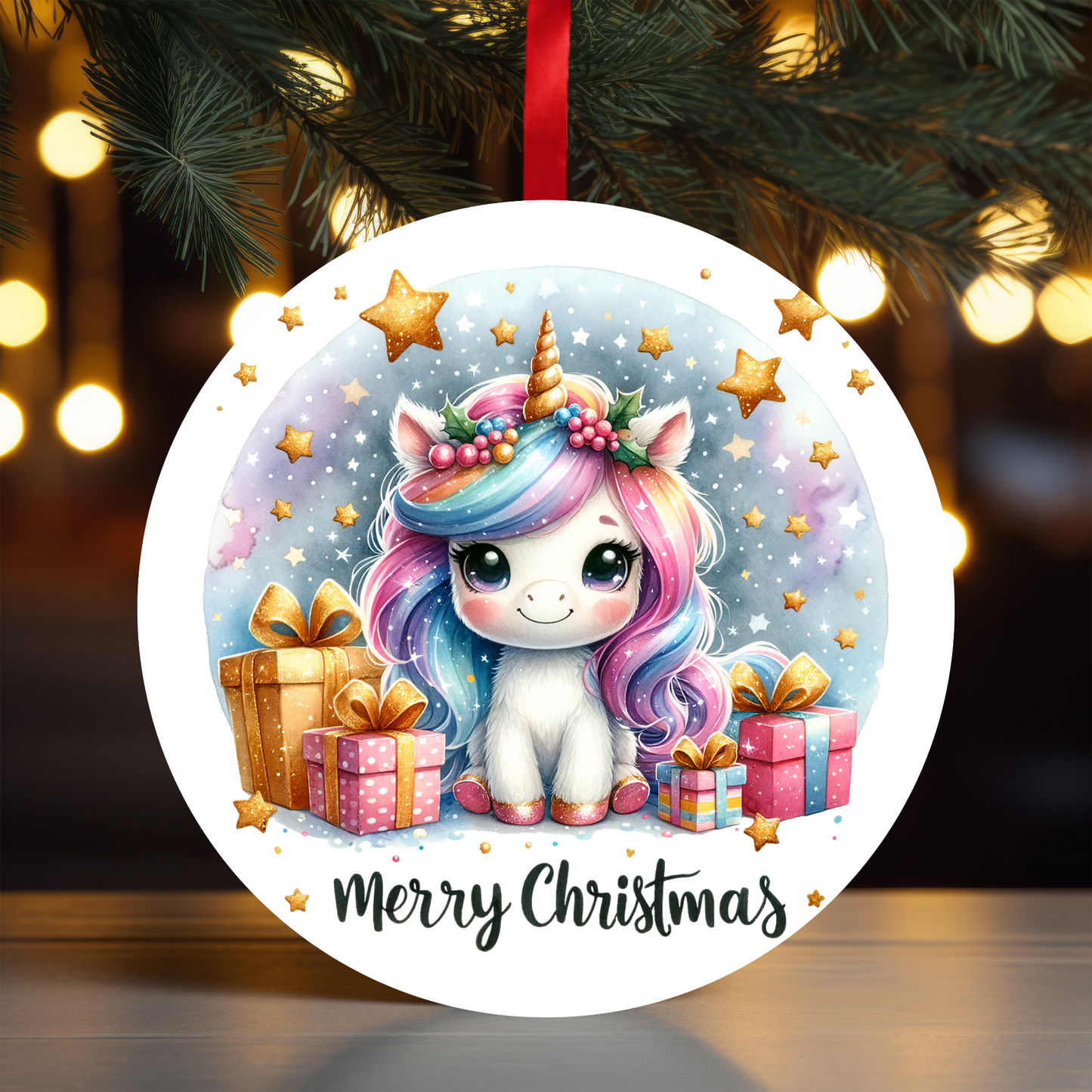 Christmas Unicorn 3 Ornament OR27 - Sublimation