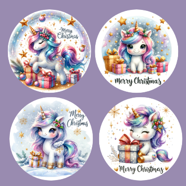 Unicorn Christmas Ornament Set OR203 - Sublimation