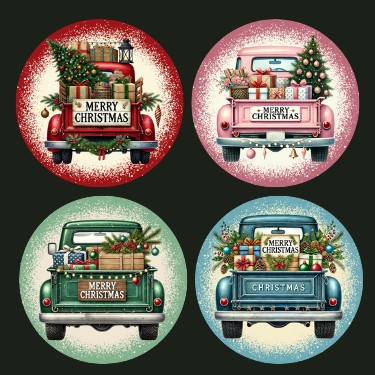 Old Trucks Christmas Ornament Set OR204 - Sublimation