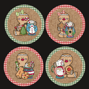 Cocoa Gingerbread Christmas Ornament Set OR205 - Sublimation