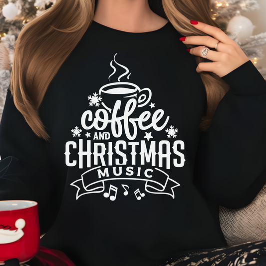 Coffee and Christmas Music Shirt CH21 - Screenprinted