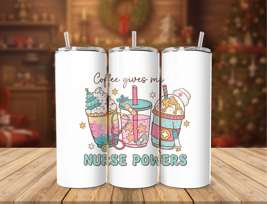 Christmas Coffee Nurse Powers Tumbler