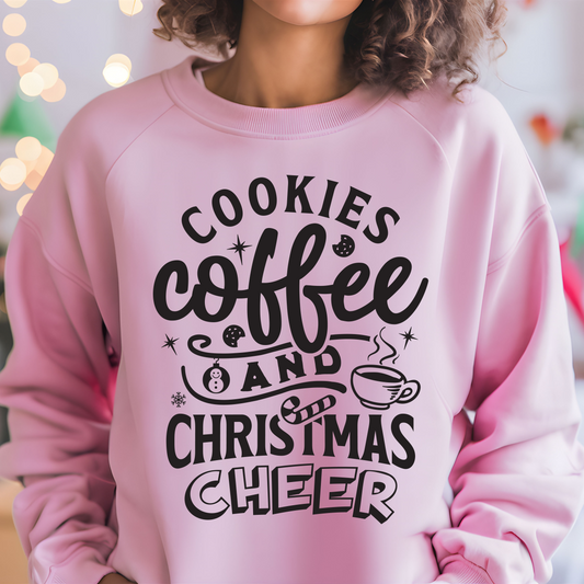 Cookies Coffee and Christmas Cheer Shirt CH23 - Screenprinted