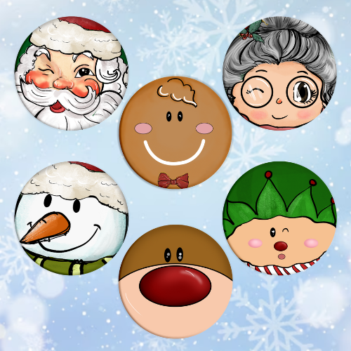 Faces Christmas Ornament Set OR206 - Sublimation