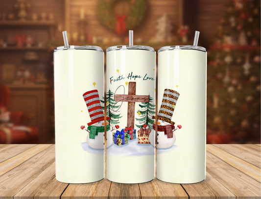 Faith Hope Love Jesus Christmas Tumbler