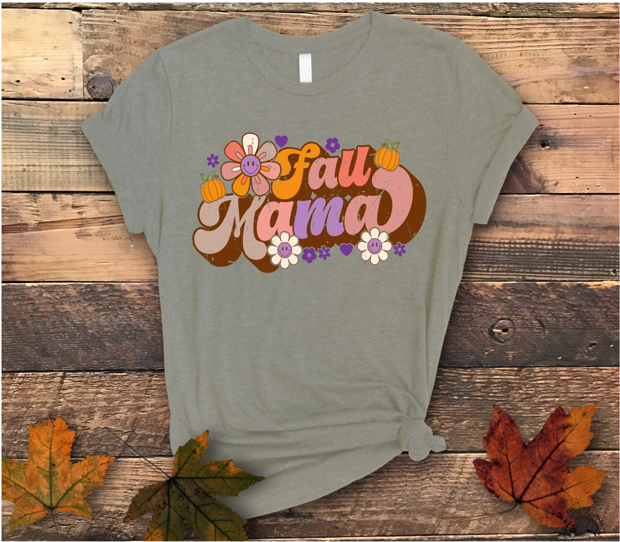 Fall Mama Distressed Shirt - Screenprinted