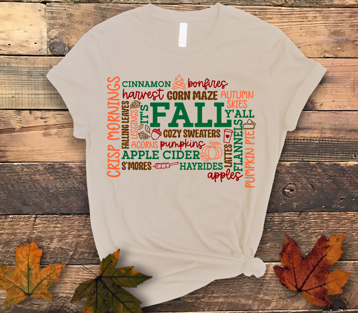 Fall Word Art Shirt - Screenprinted