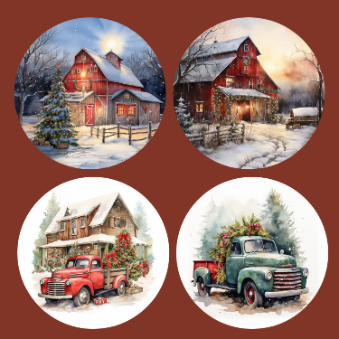 Farm Christmas Ornament Set OR207 - Sublimation