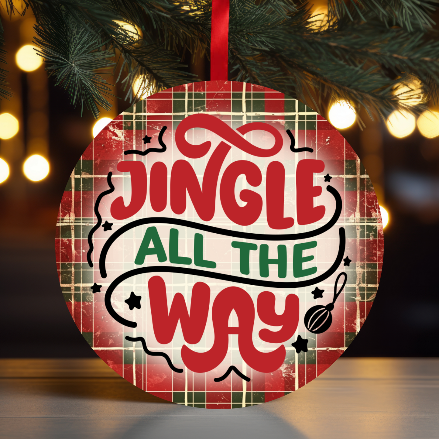 Flannel Jingle All The Way Ornament OR43 - Sublimation