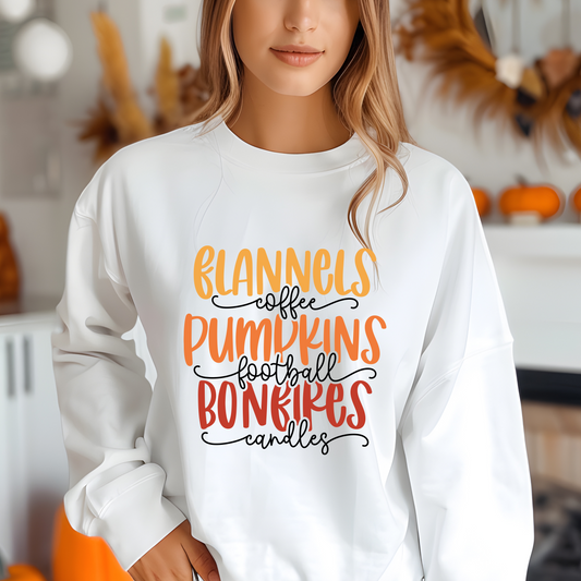 Flannels Pumpkins Bonfires Shirt - Screenprinted