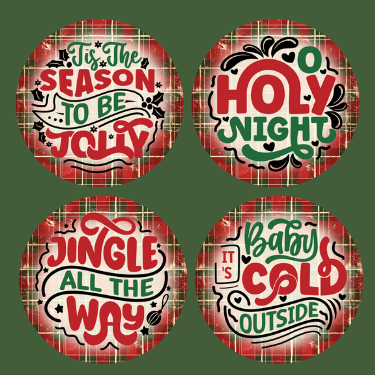 Flannel Christmas Ornament Set OR208 - Sublimation