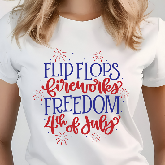 Flip Flops Fireworks Freedom Shirt - Screenprint